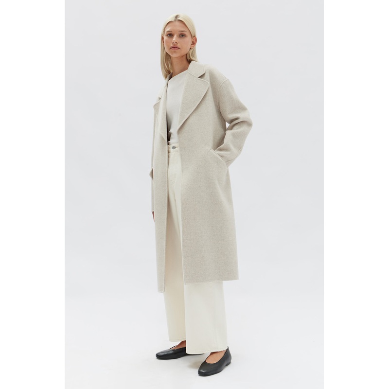 Sadie Oat Marle Single Breasted Wool Coat