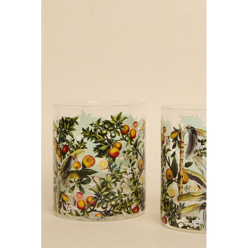 Sorrento Lemon Print Glass Tumbler 400ml Each