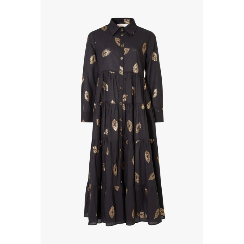 Sun & The Swoon Black Gold Detail Maxi Dress