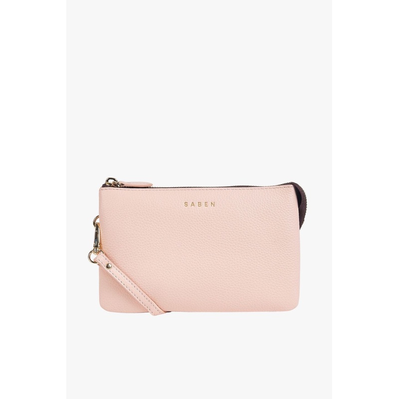 Tilly Blush Leather Crossbody Clutch