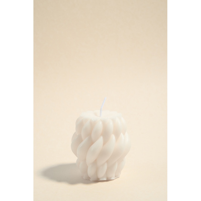 Twisted Raindrop Small Handmade Soy Ivory Candle