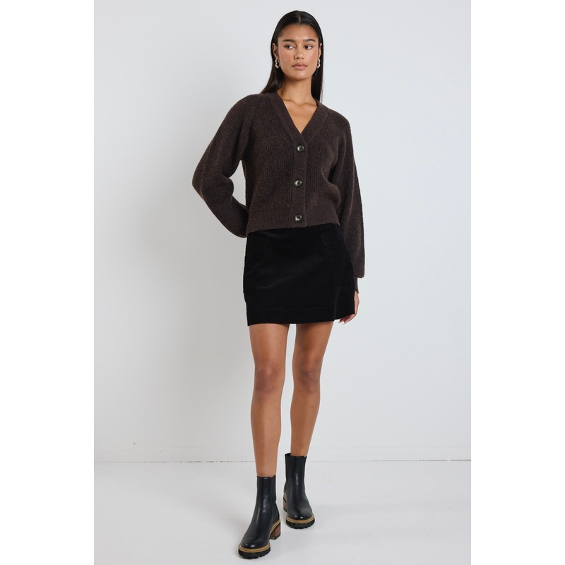 Valid Black Cord Mini Skirt