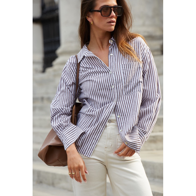 You Got This Chocolate Stripe Oversized Shirt