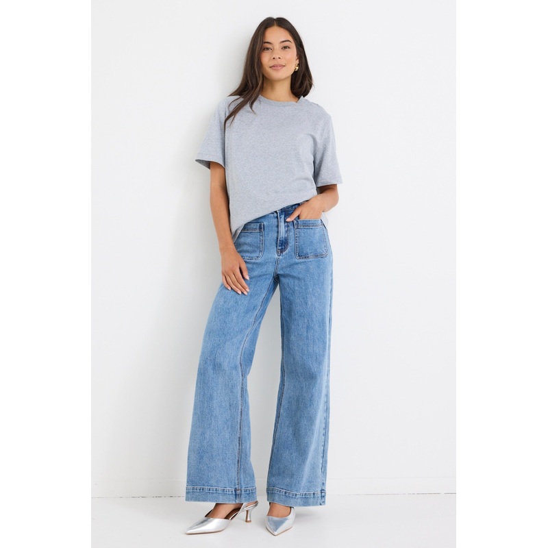Zoey Signature Blue High Rise Wide Leg Pocket Jean