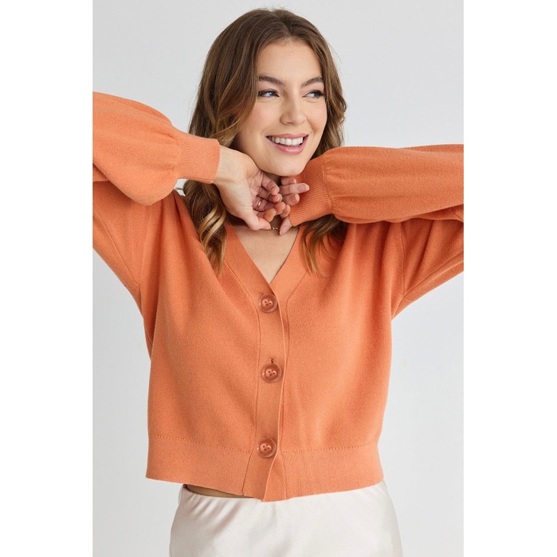 Agatha Apricot Fine Knit Cardigan