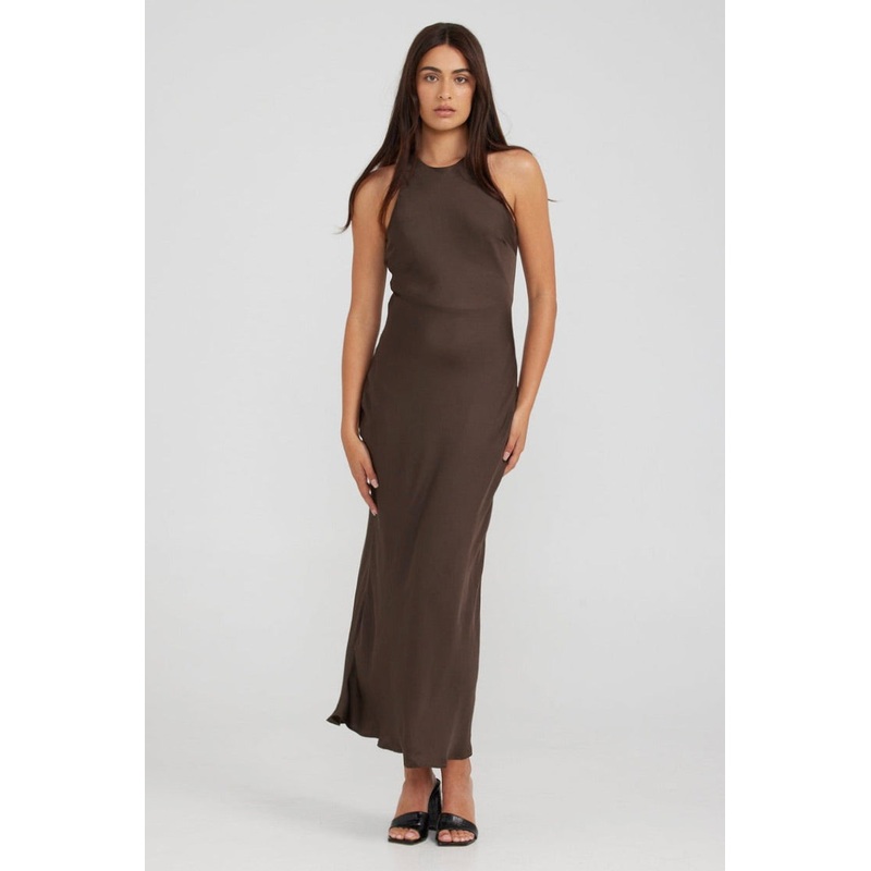 Arabella Brown Midi Dress