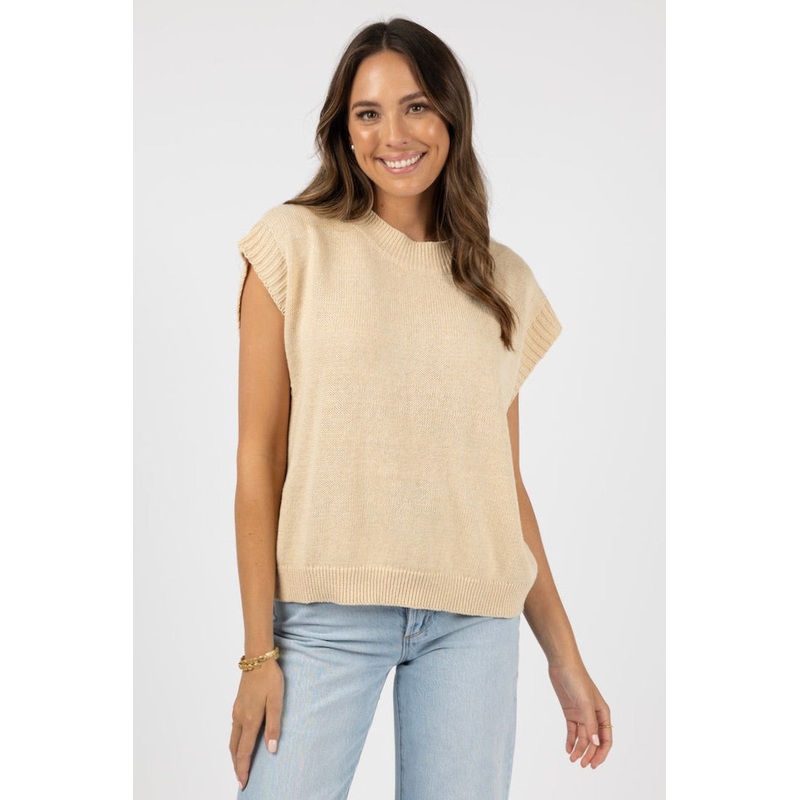 Aster Latte Linen Blend Top