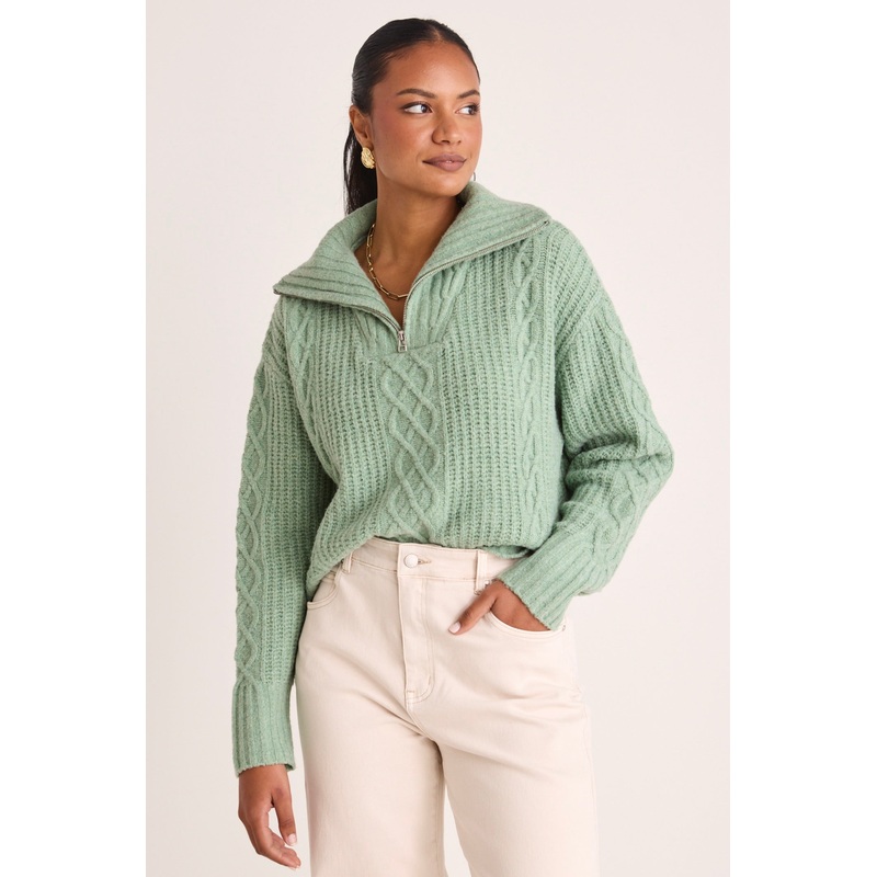 Axis Sage Quarter Zip Knit Jumper