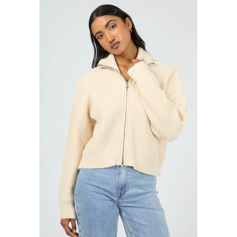 Bridie Vanilla Knit Zip Through Cardi