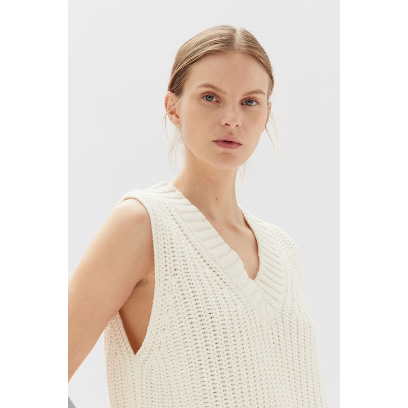Charlotte Antique White Cotton Knit Vest