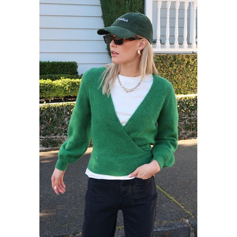 Charm Green Wrap Knit Jumper