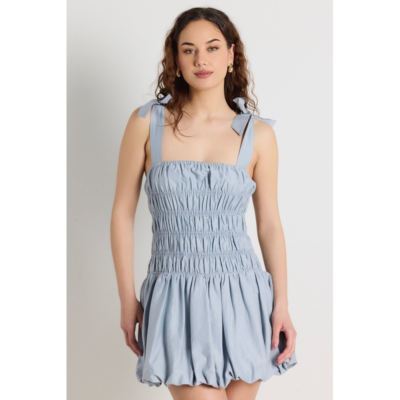 Crowd Cornflower Blue Bubble Skirt Mini Dress