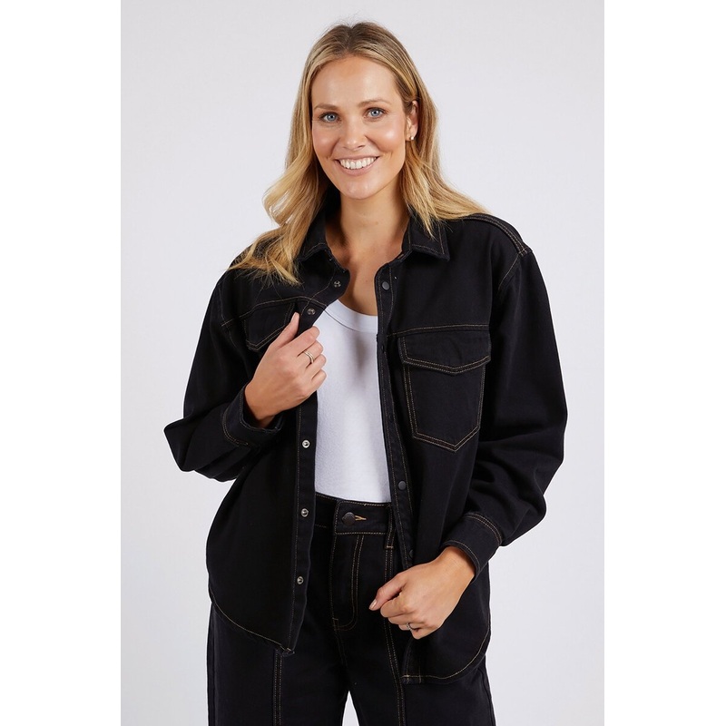 Daisy Black Contrast Stitch Over Shirt