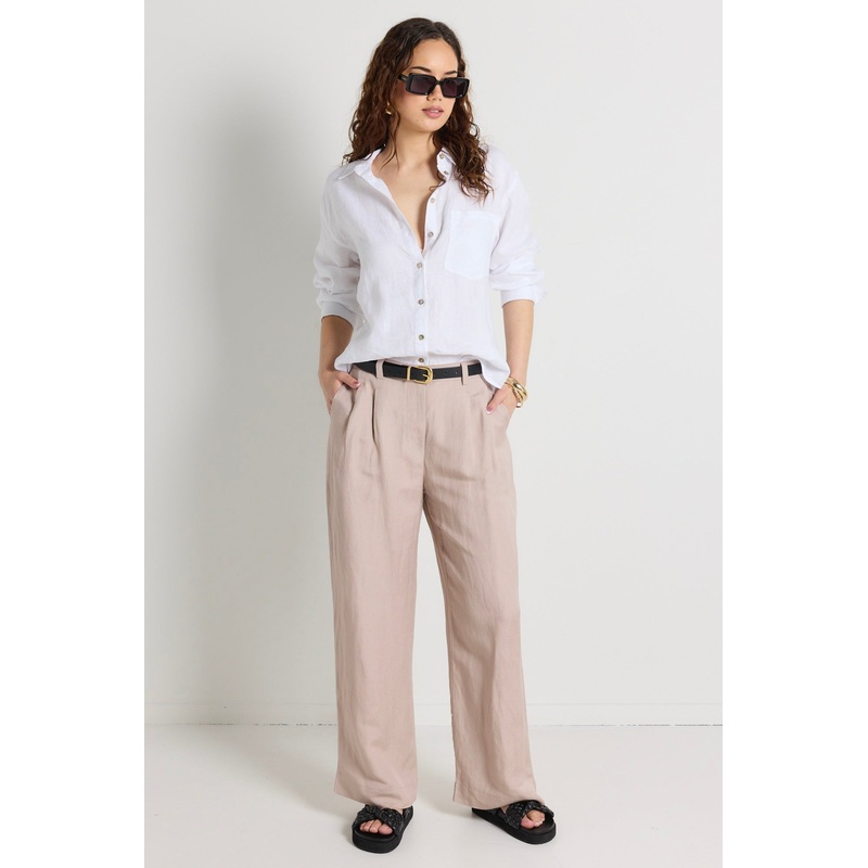 Fjord Mushroom Linen Blend Manstyle Pants