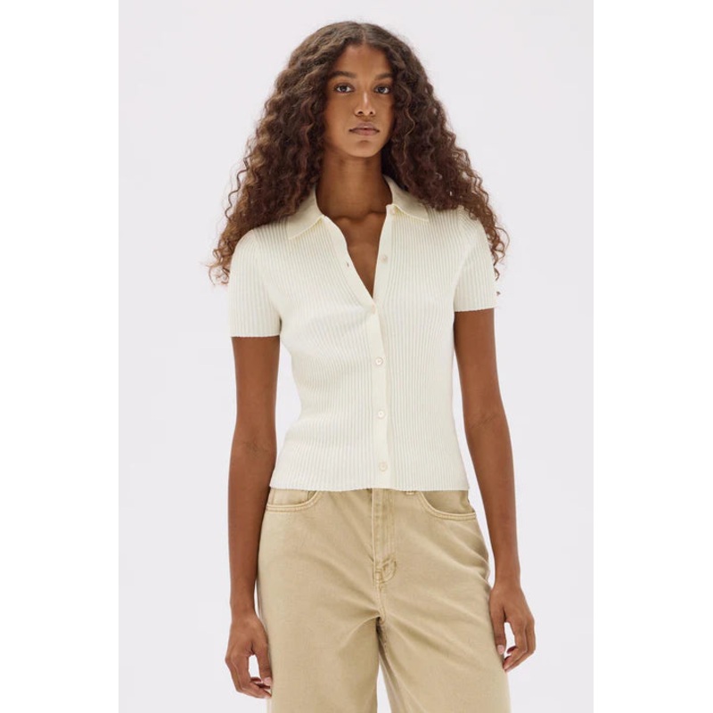Harley Cream Knit Short Sleeve Polo