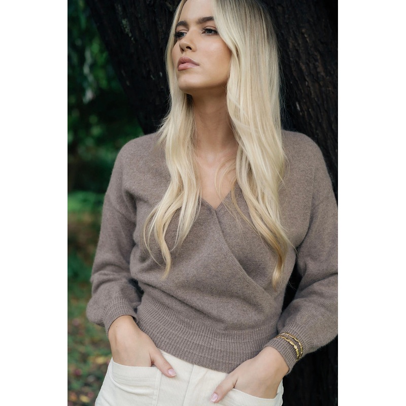 Mika Mocha Mohair Blend Wrap Knit