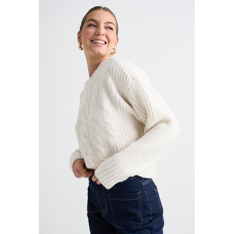 Nexus Ivory Cable Knit Jumper