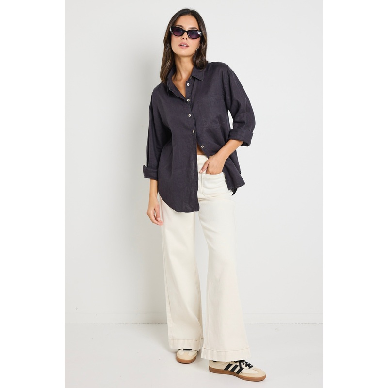 Optimum Charcoal Linen Classic Shirt