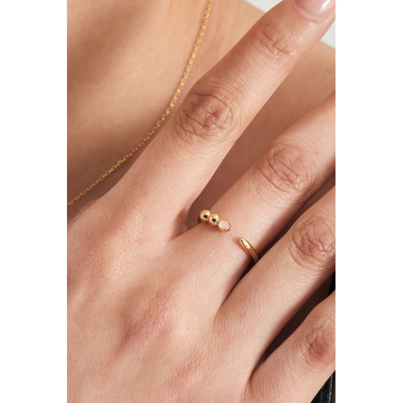 Orb Rose Quartz Adjustable EOL Gold Ring