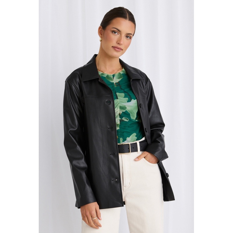 Outset Black PU Shacket