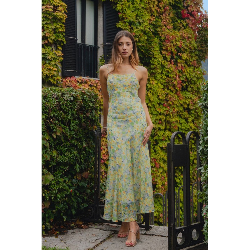 Reign Spring Floral Strappy Maxi Slip Dress