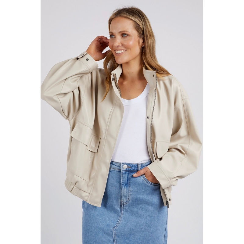 Rory Bone PU Bomber Jacket