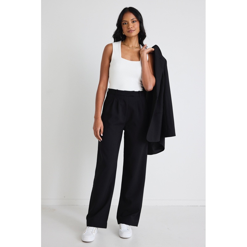 Sister Black Textured Wide Leg Pants