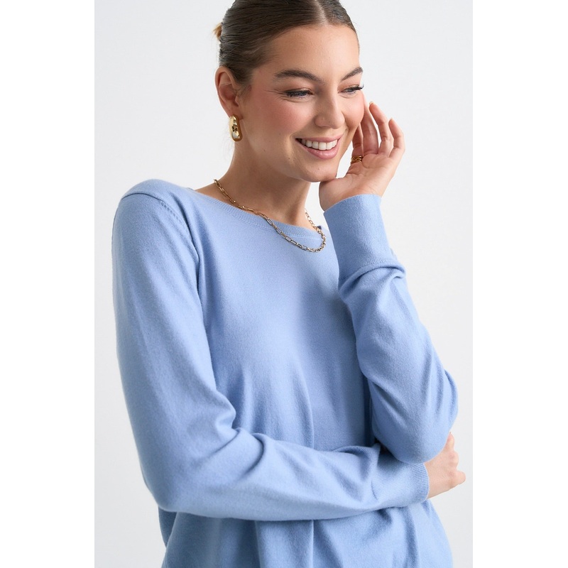 Staycation Sky Blue Fine Gauge Knit Jumper
