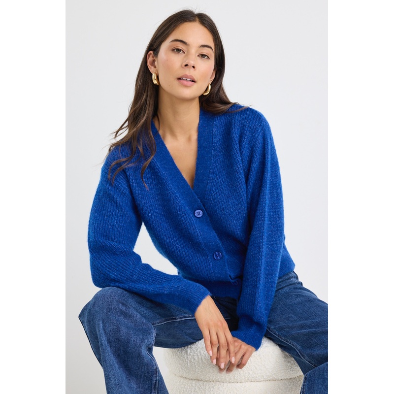 Trance Cobalt Blue Soft Knit Cardigan