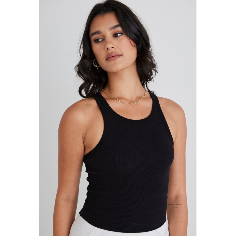 Wanted Black High Neck Tank