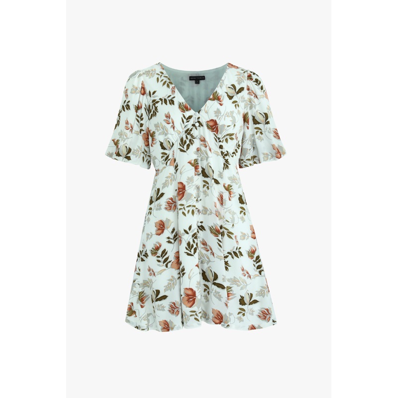 Adelaide Ivory Floral SS Button Front Mini Dress