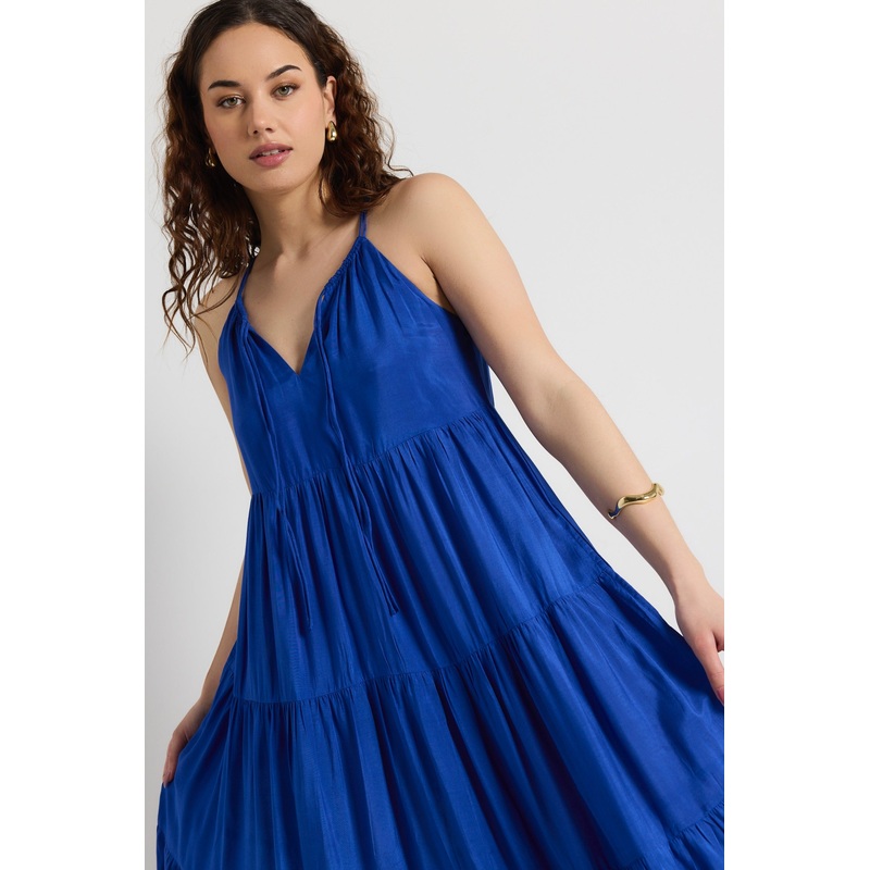 Affair Royal Blue Strappy Tiered Maxi Dress