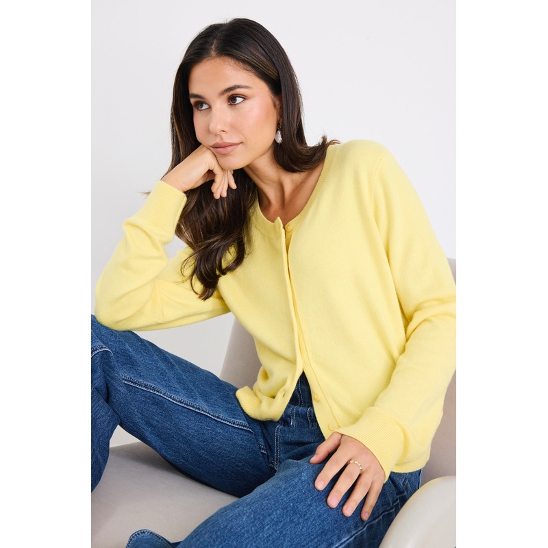 Autograph Lemon Soft Wool Blend Crewneck Cardigan
