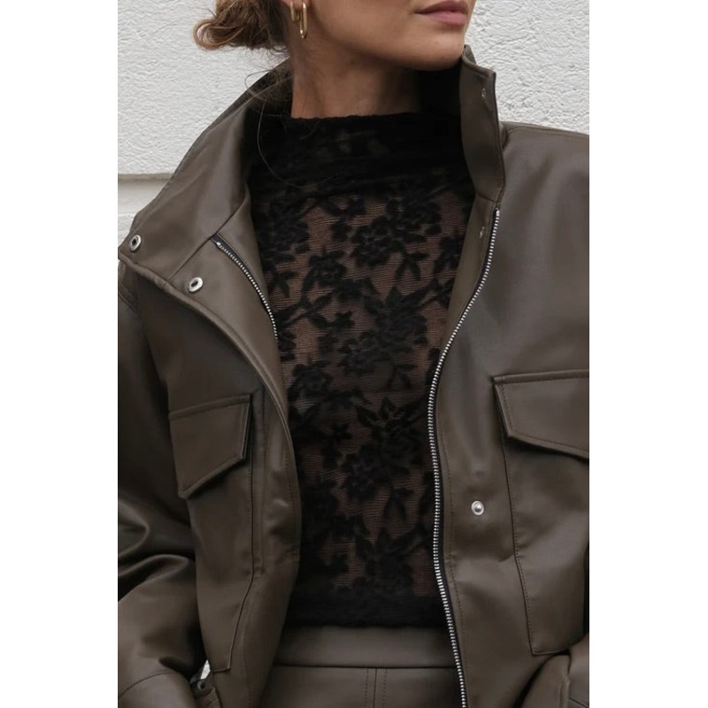 Forgiven Black Textured Lace LS Top