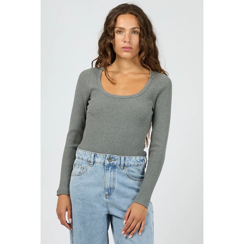 Hazel Charcoal Marle Scoop LS Top