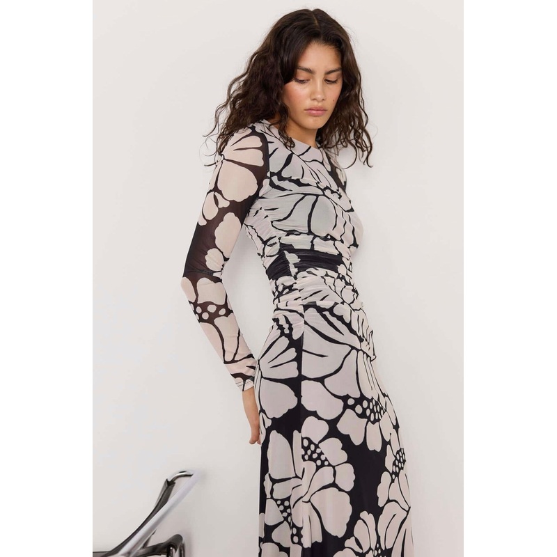 Persephone Black Floral Mesh Maxi Dress