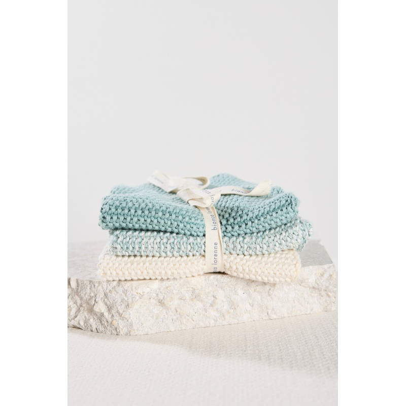 Textured Lavette Duck Egg Wash Cloths Set of 3