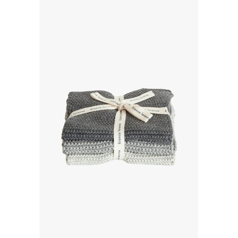 Textured Lavette Grey Wash Cloths Set of 3