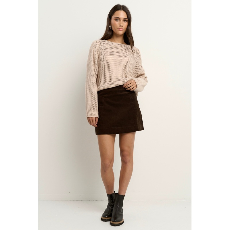 Valid Chocolate Cord Mini Skirt