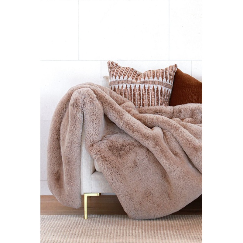 Vegan Fur Throw Big Bear Pewter 130X 150cm