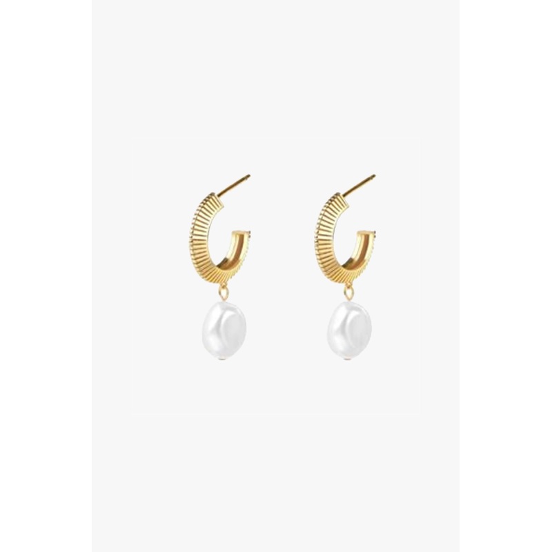 Aada Pearl Gold Hoop Earrings