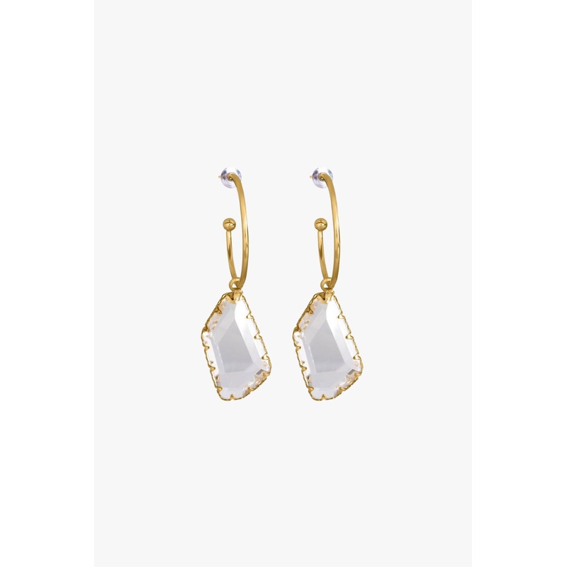 Hoop and Crystal Earrings Gold