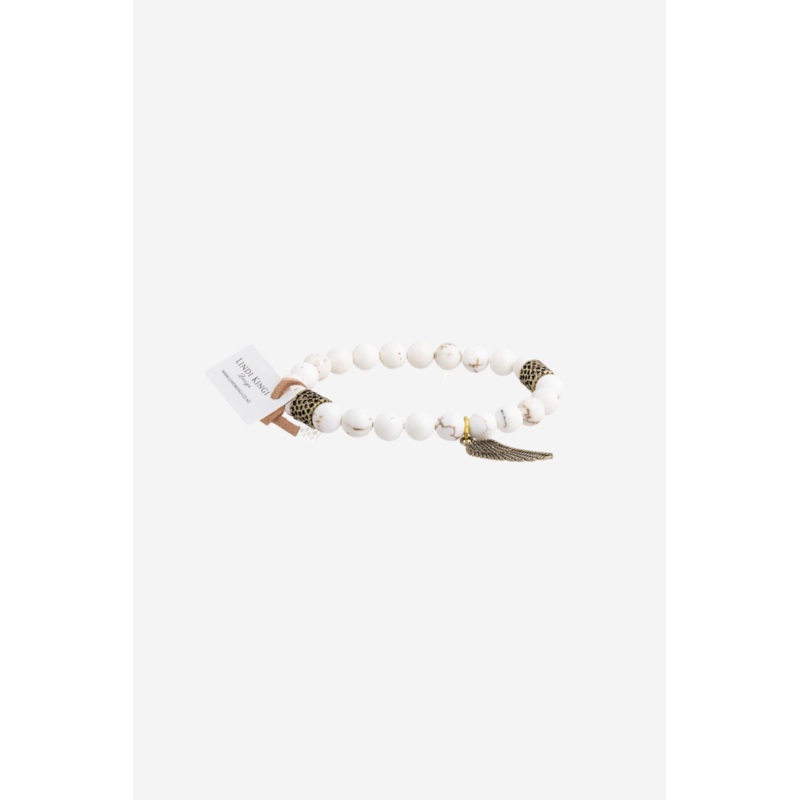 Howlite Cream and Gold Bracelet Set