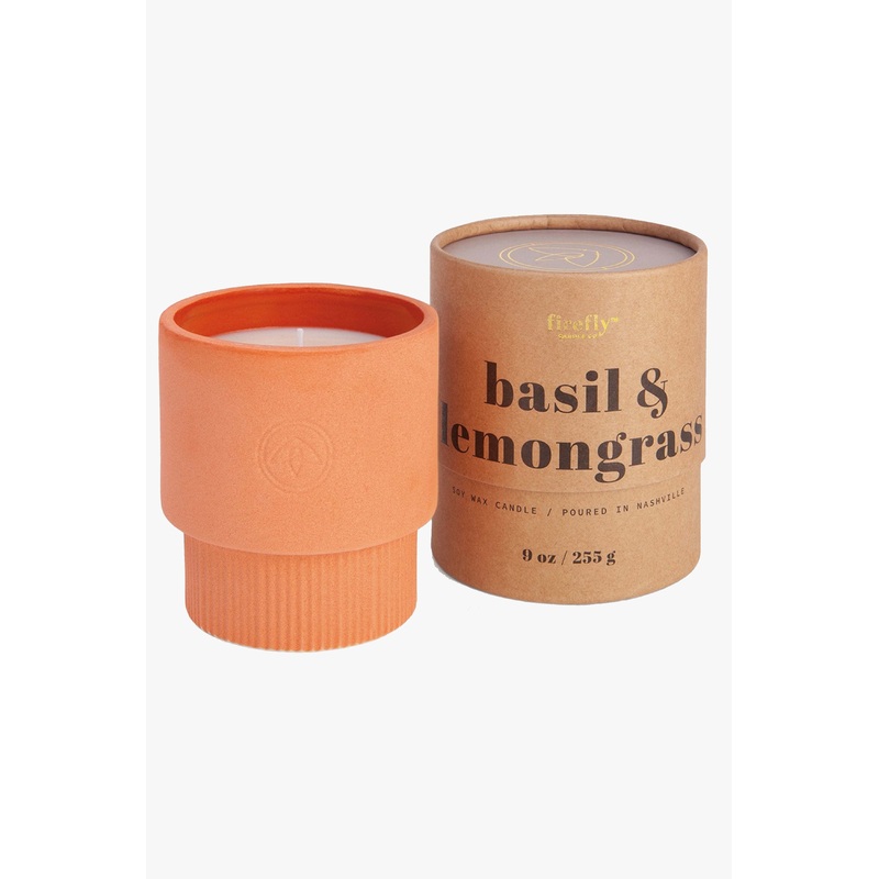 Sahara Terracota Basil + Lemongrass 255g in Natural Round Box Soy Wax Candle