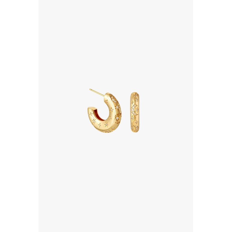 You Are The Moon + Stars Gold Hoop Earrings