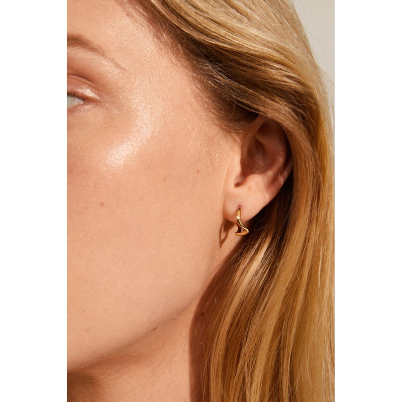 Alberte Organic Shape Hoop Earrings Gold