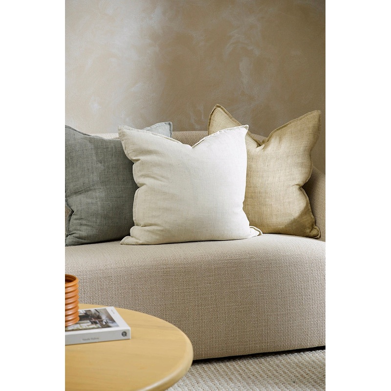 Cassia Almond Feather Inner 55x55cm Linen Cushion