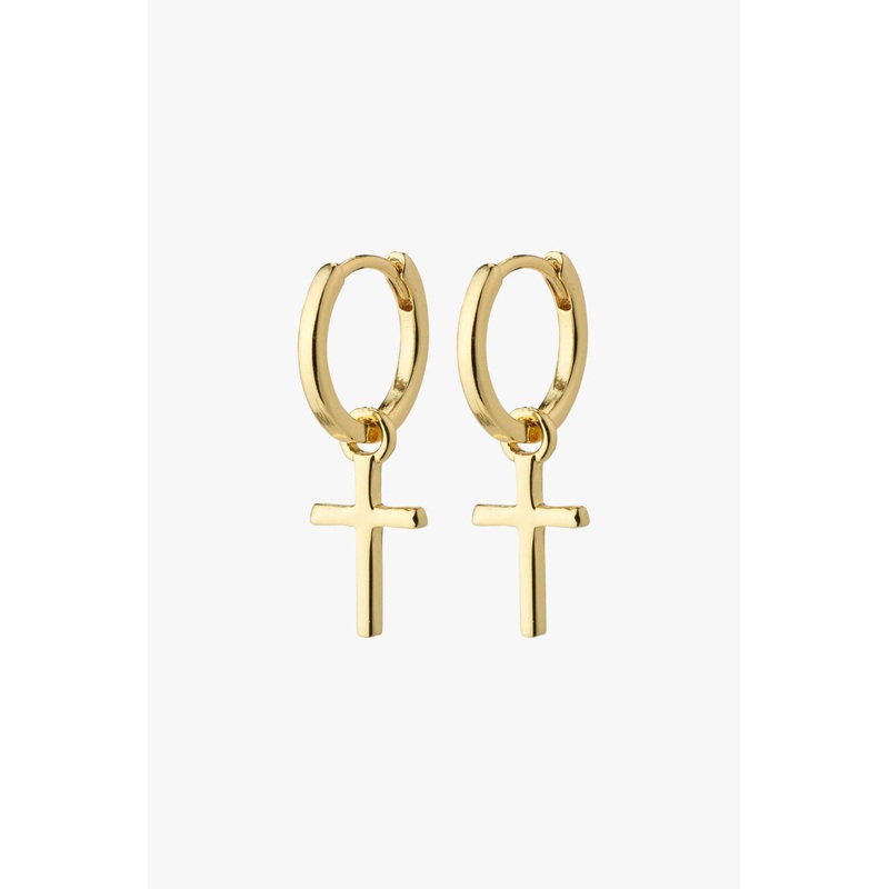 Daisy Recycled Cross Gold Hoop Earrings