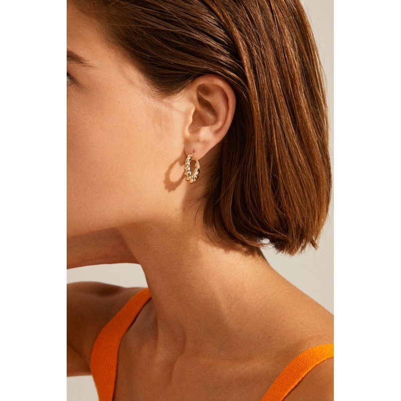 Eileen Gold Twirl Hoop Earrings