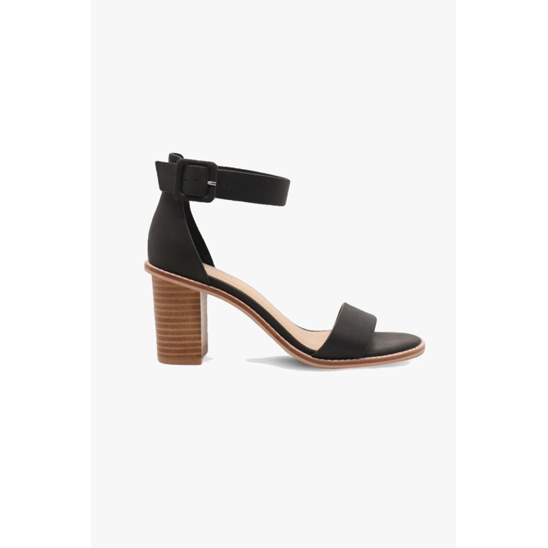 Grady Black Leather Ankle Strap Heel